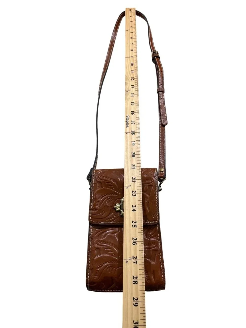 Patricia Nash RIVELLA Florence Leather Crossbody Bag Phone Case Brown